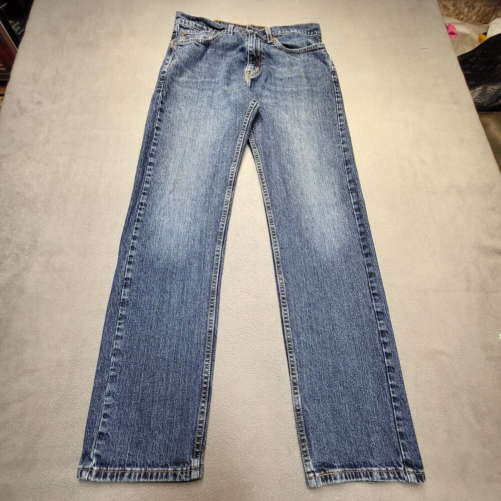 Levis 505 Jeans Mens 32x32 Blue Straight Leg Denim Jeans Distressed